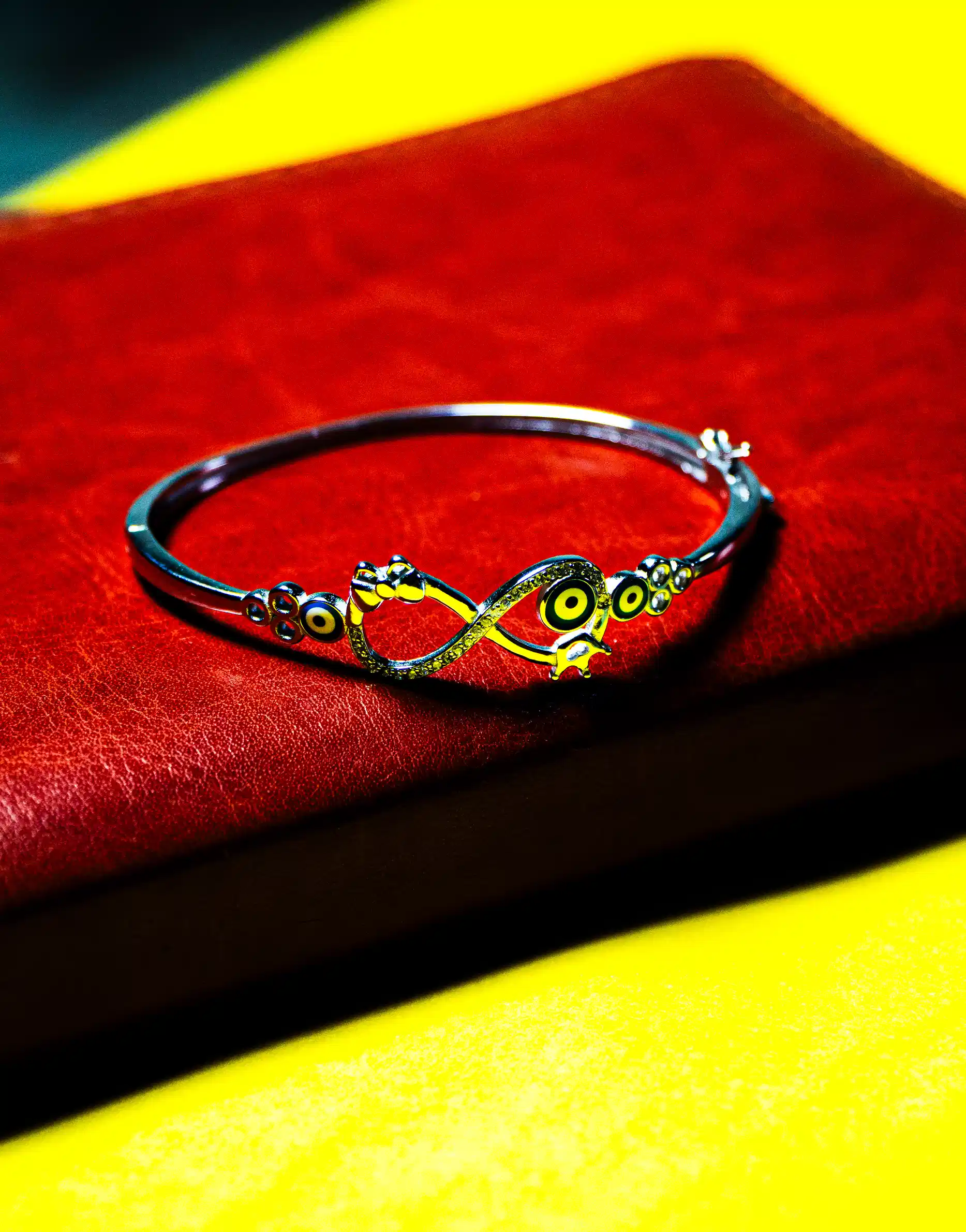 Pure silver infinity evil eye bracelet